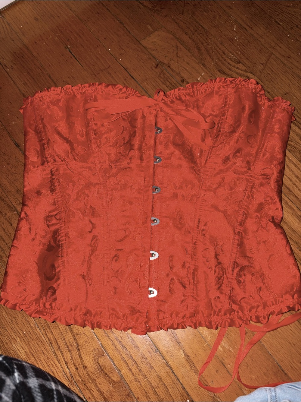 Red Satin Corset Top
